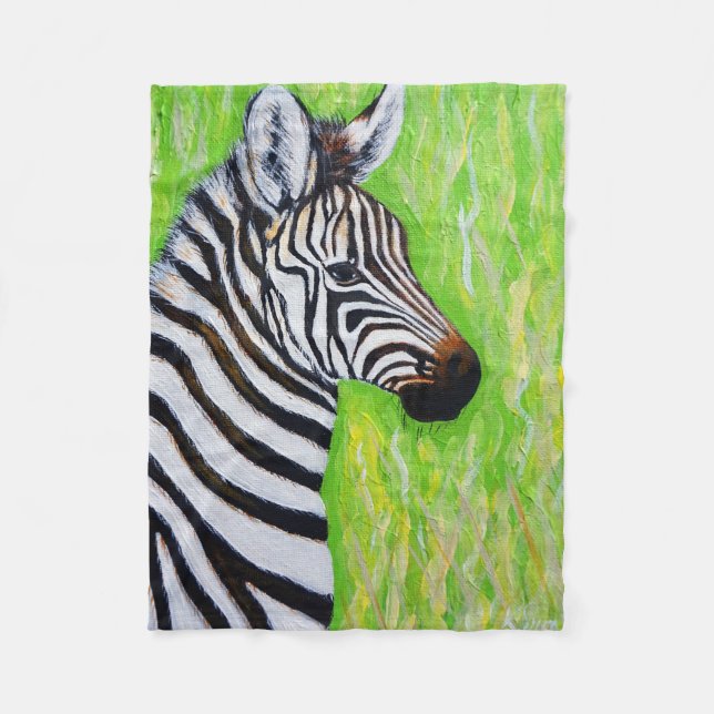 Zebra Painting Fleece Blanket (Front)