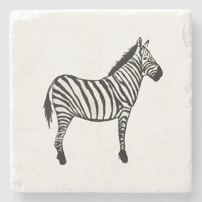 Zebra Painting Marble Stone Coaster (Front)