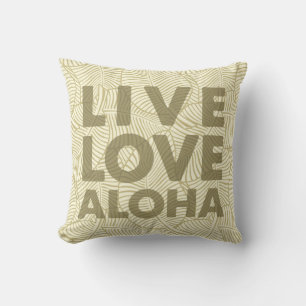 Zebra Palm Aloha Hawaiian Tropical Khaki and Cream Cushion