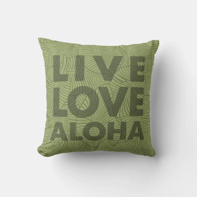 Zebra Palm Aloha Hawaiian Tropical Olive Green Cushion (Front)