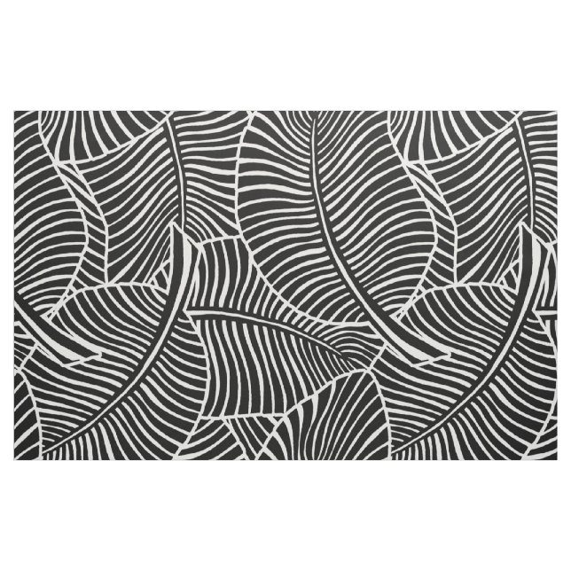 Zebra Palm Hawaiian Tropical Black and White Fabric (Fat Quarter)