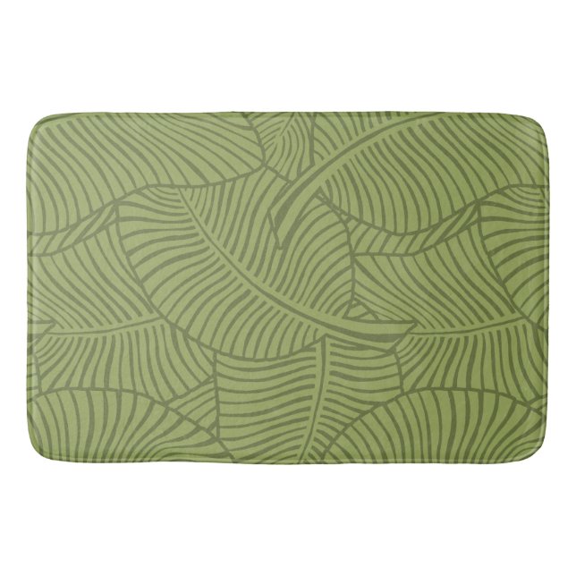 Zebra Palm Hawaiian Tropical Olive green Bath Mat (Front)