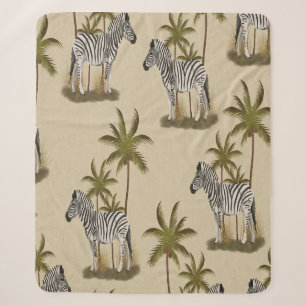 Zebra & Palm Trees Sherpa Blanket
