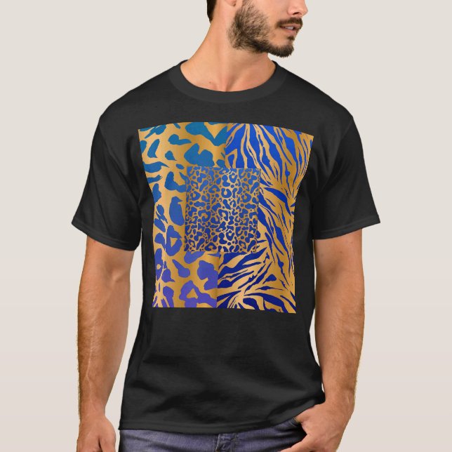 Zebra Panther Cheetah Animal Safari Print T-Shirt (Front)