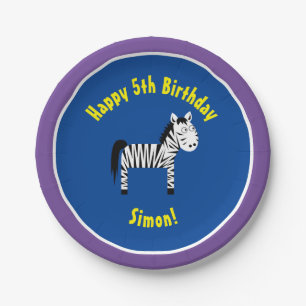 Zebra Paper Plates Animal Birthday Party
