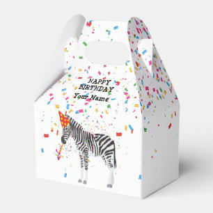 Zebra Partying - Animals at Birthday Party Favour Box