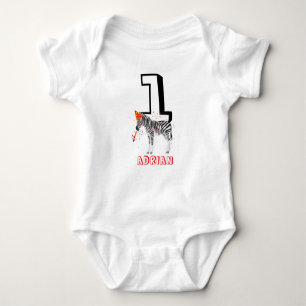 Zebra Partying - Animals Birthday Party Baby Age Baby Bodysuit