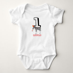 Zebra Partying - Animals Birthday Party Baby Age Bodysuit