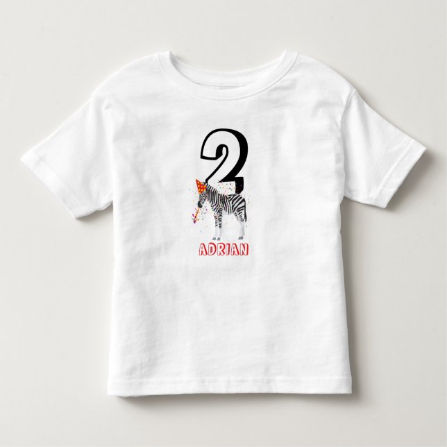 Zebra Partying - Animals Birthday Party Kids Age Toddler T-Shirt (Front)