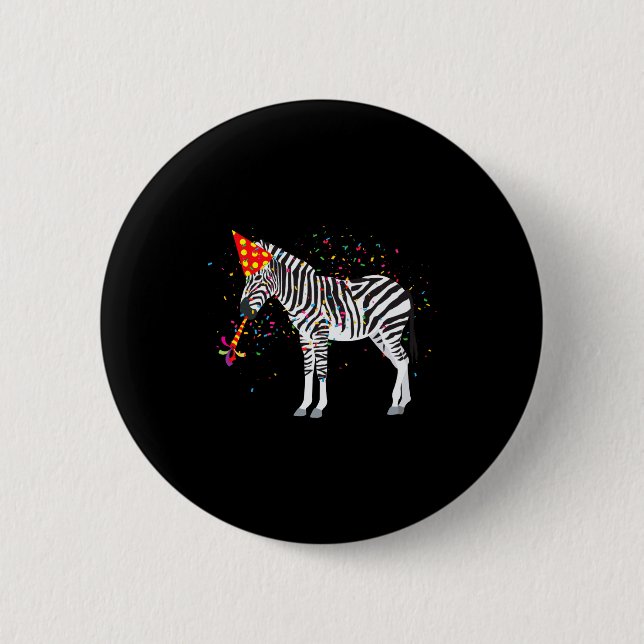 Zebra Partying Animals Having A Party  6 Cm Round Badge (Front)