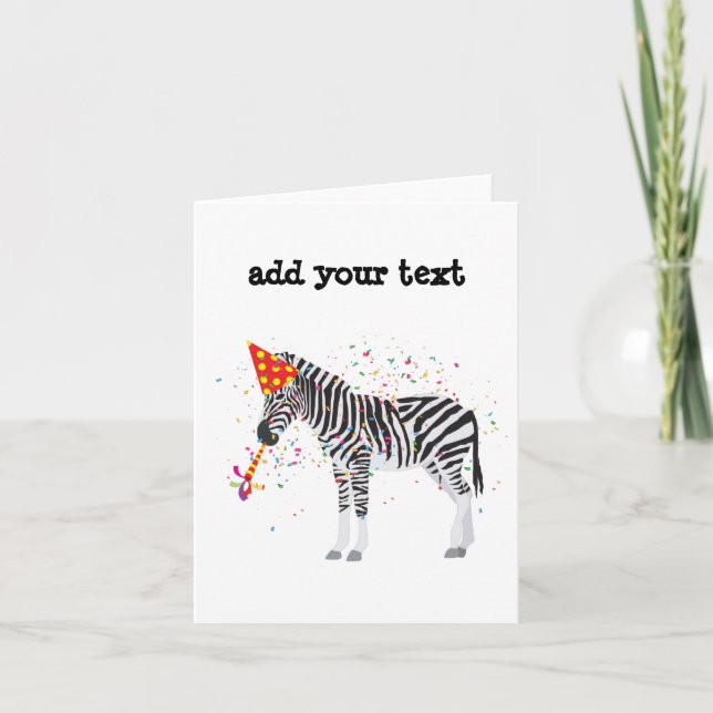 Zebra Partying - Animals Having a Party Card (Front)
