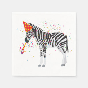 Zebra Partying - Animals Having a Party Napkin