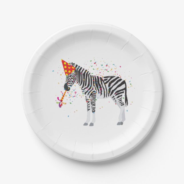 Zebra Partying - Animals Having a Party Paper Plate (Front)