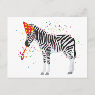 Zebra Partying - Animals Having a Party Postcard