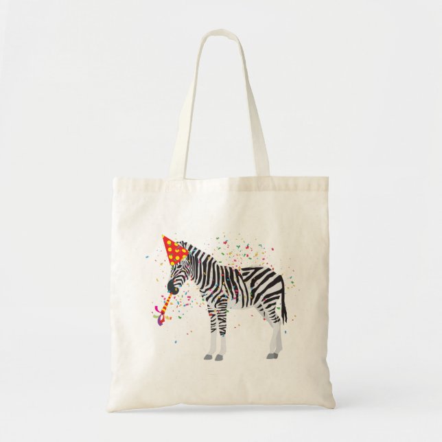 Zebra Partying - Animals Having a Party Tote Bag (Front)