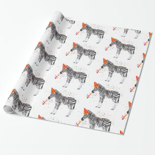 Zebra Partying - Animals Having a Party Wrapping Paper