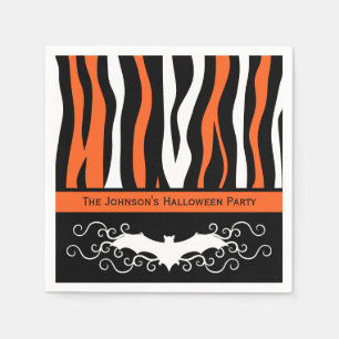 Zebra pattern and bat Halloween party Napkin