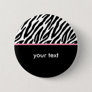 Zebra Pattern and Hot Pink 6 Cm Round Badge