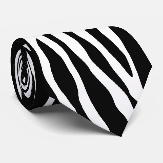Zebra pattern animal print tie (Rolled)