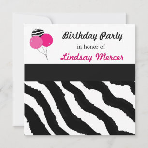 Zebra Pattern Birthday Invitation