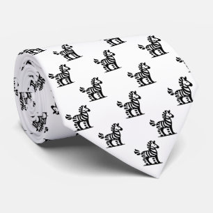 Zebra Pattern - Black on White Tie