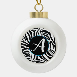 Zebra Pattern Ceramic Ball Christmas Ornament