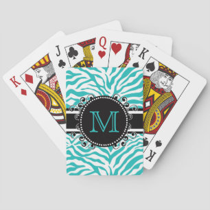 Zebra Pattern Cool Funky Monogram Playing Cards