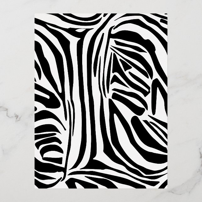 Zebra pattern foil holiday postcard (Front)