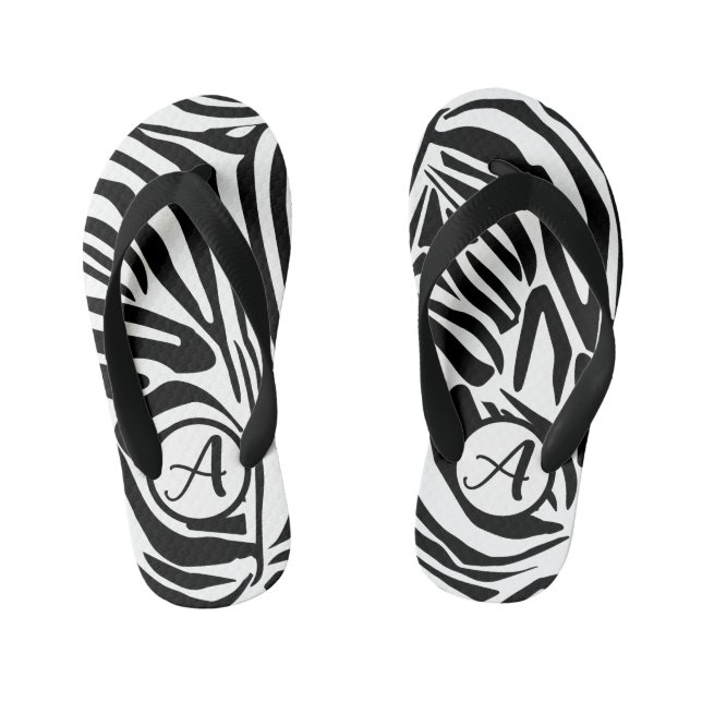 Zebra Pattern Kid's Thongs (Footbed)