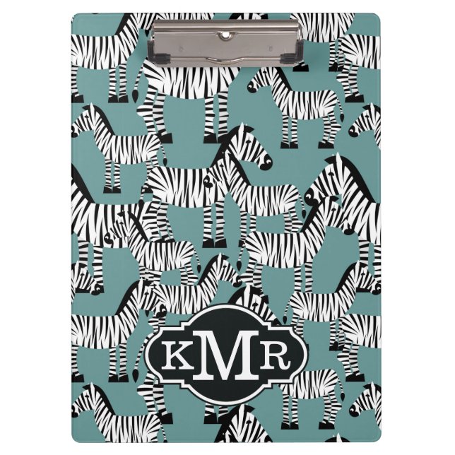 Zebra Pattern | Monogram Clipboard (Front)