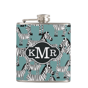 Zebra Pattern Monogram Hip Flask
