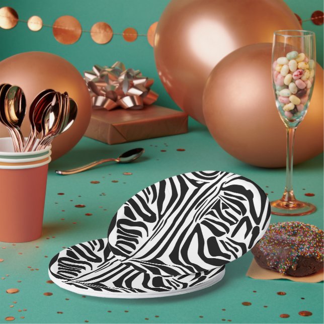 Zebra pattern paper plate (Multi)