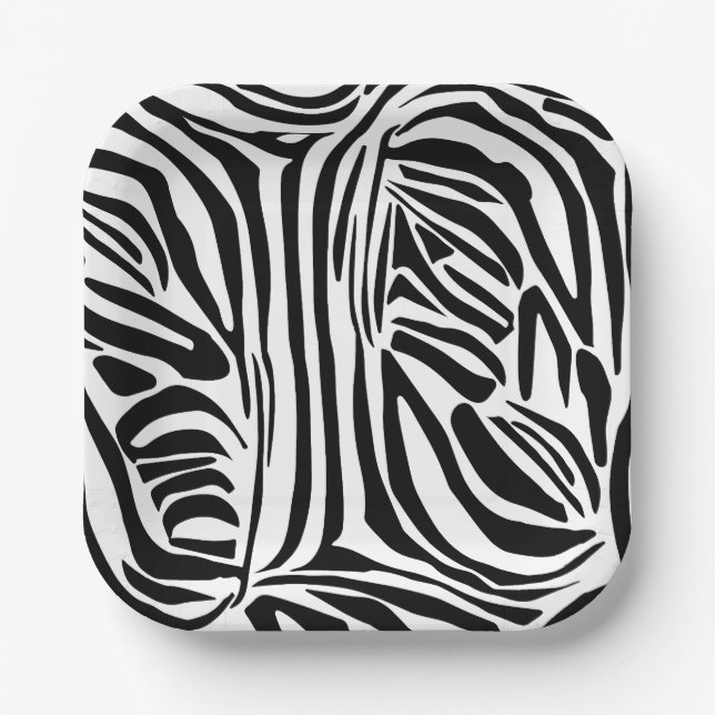 Zebra pattern paper plate (Front)