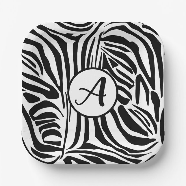 Zebra Pattern Paper Plate (Front)