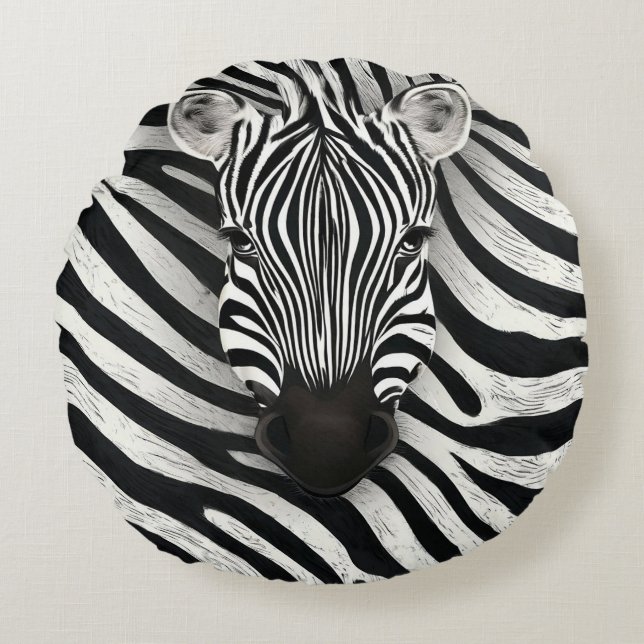 Zebra pattern round cushion (Front)