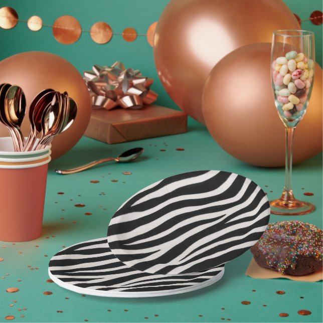 Zebra Pattern Round Paper Plate Stylish Party Use (Multi)