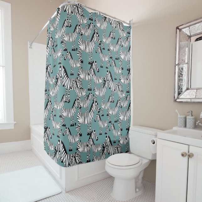 Zebra Pattern Shower Curtain (In Situ)