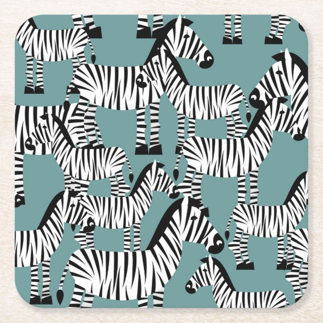 Zebra Pattern Square Paper Coaster (Front)