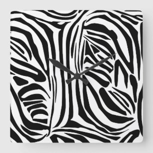 Zebra pattern square wall clock
