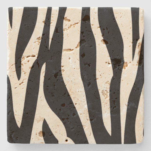 Zebra Pattern Stone Coaster (Front)
