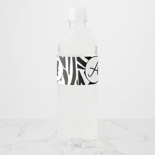 Zebra Pattern Water Bottle Label (Back)