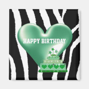 Zebra Pattern with Birthday Cake Magnet