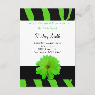 Zebra Pattern with Flower Birthday Invitation