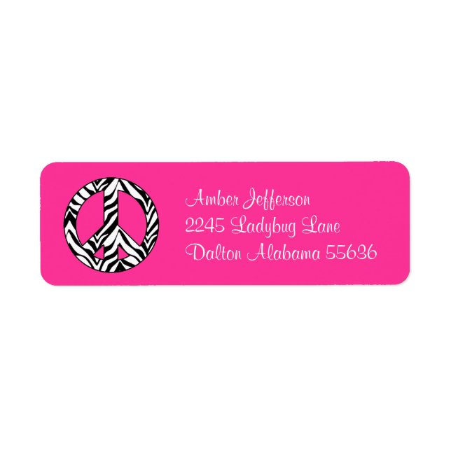 Zebra Peace Sign Address Labels (Front)