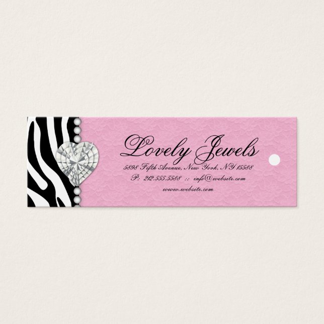 Zebra Pearl Lace Jewels Price Tag Pink (Front)