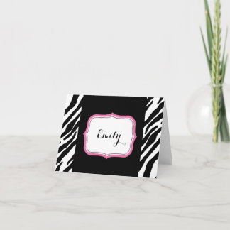 Zebra Personalised Folded Note Thank You Card