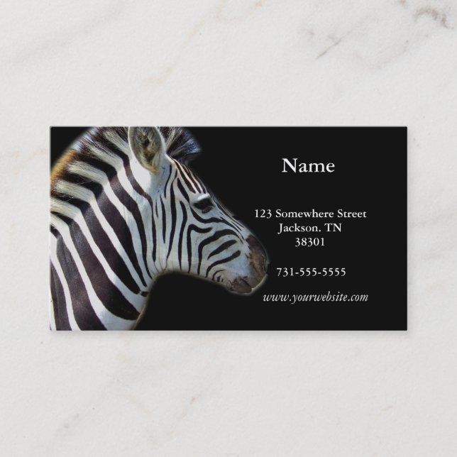 Zebra Photograph Business Cards (Front)