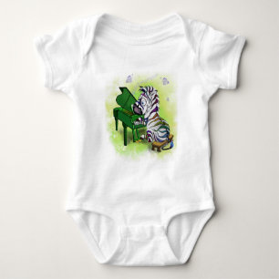 Zebra Piano Player Your Baby Bodysuit or T-Shirt