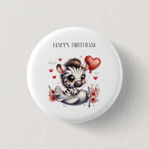 Zebra Pilot Birthday 3 Cm Round Badge