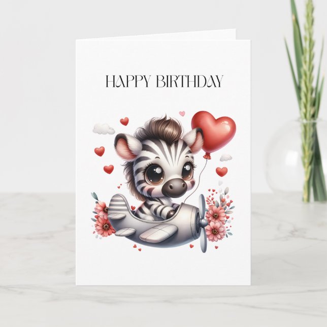 Zebra Pilot Birthday Card (Front)